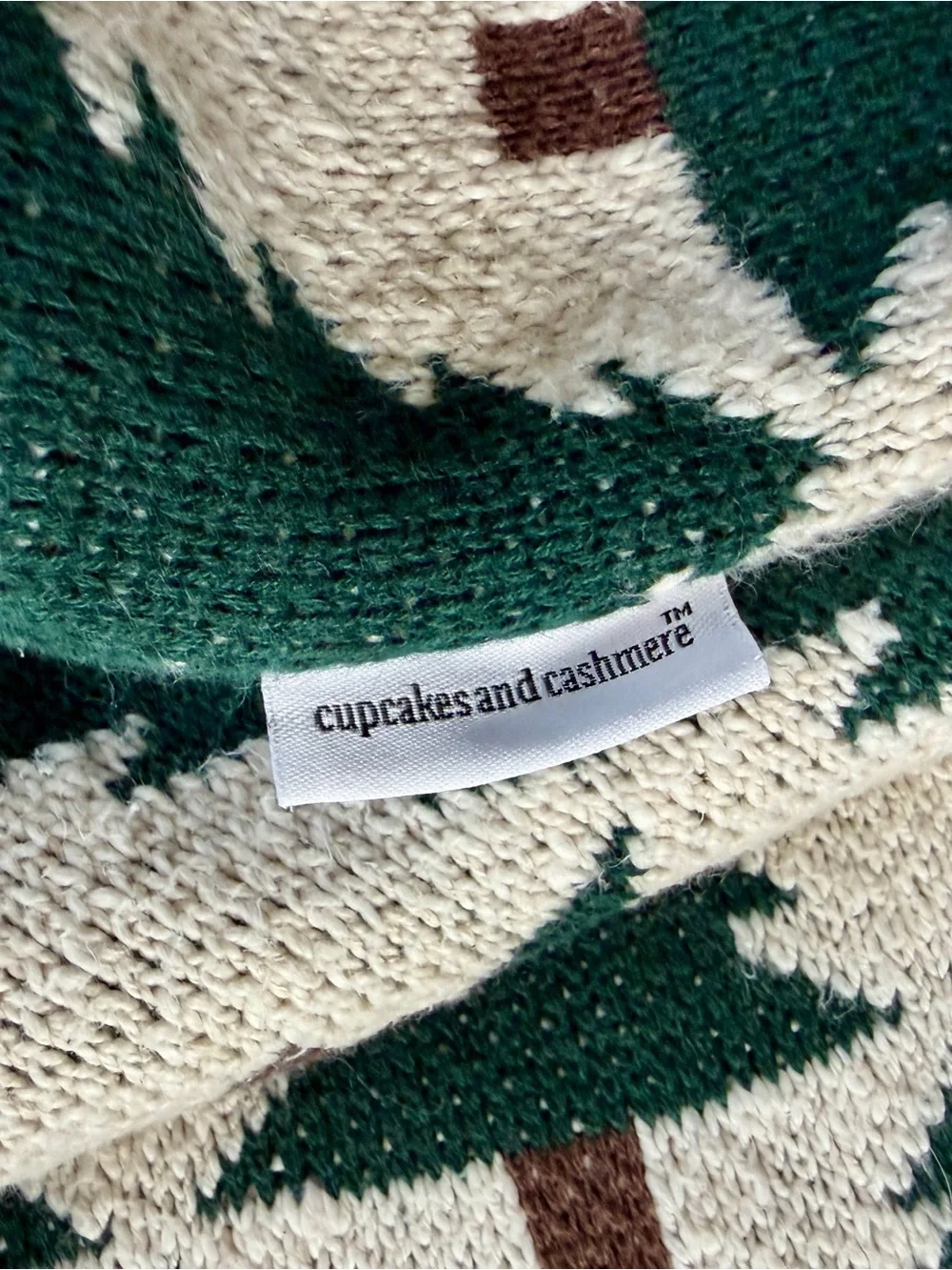 cupcakes & cashmere Cream and Green Holiday Tree Knit Pillow COVERS (no pillow)